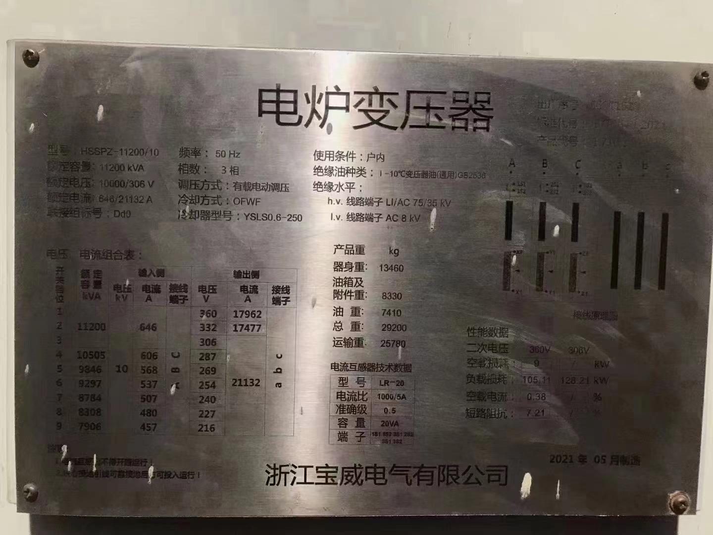 代友出售20吨电弧炉变压器：1台